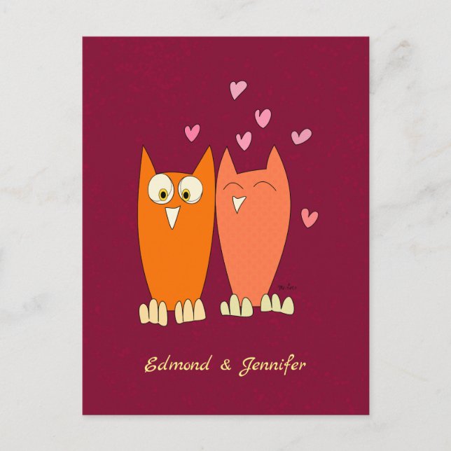 Carte Postale Hiboux romantiques : faire l'amour (Devant)
