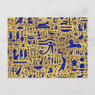 Carte Postale Hiéroglyphe égyptien Lapis Lazuli et Gold