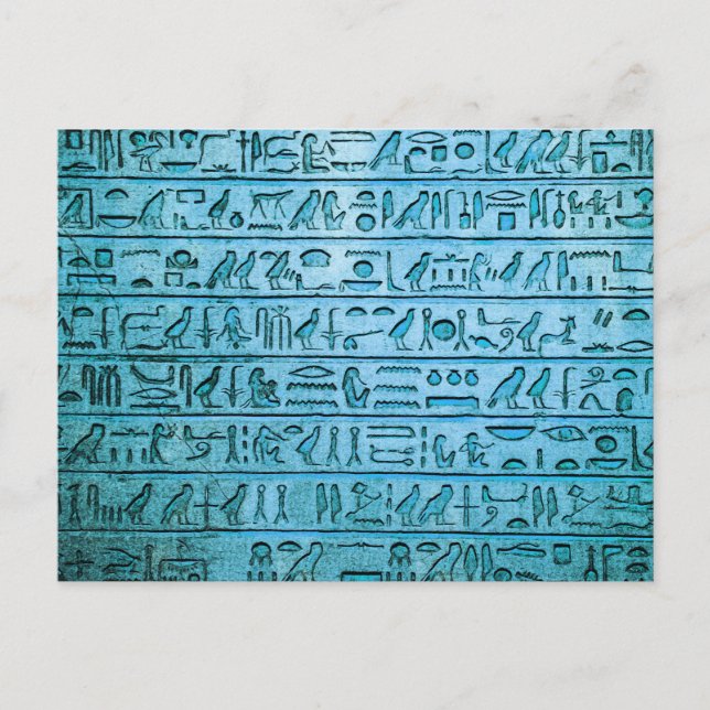 Carte Postale Hiéroglyphes égyptiens antiques bleu (Devant)