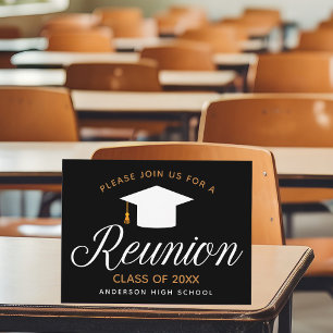 Carte Postale High School Reunion Chic Gold Black Custom Party