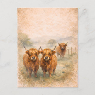 Carte Postale Highland Cow - Watercolour Animals