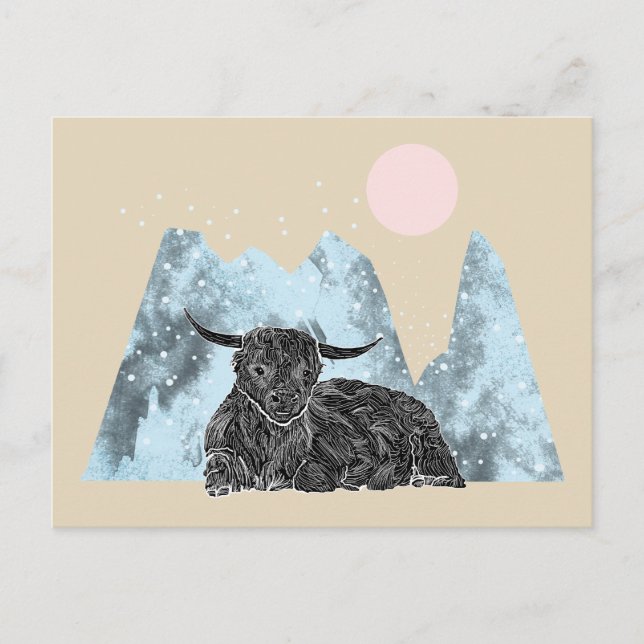 Carte Postale "Highland Cow Winter" (Devant)