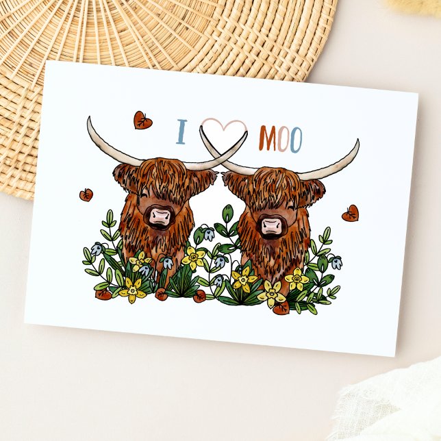 Carte postale Highland Cows Love You (Créateur téléchargé)