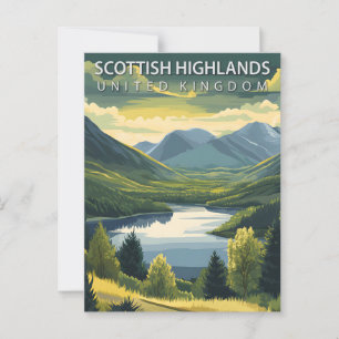 Carte Postale Highlands Écossais Royaume-Uni Voyage Rétro