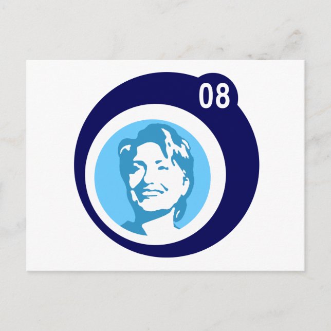 Carte Postale hillary clinton 08. bulles bleues. (Devant)