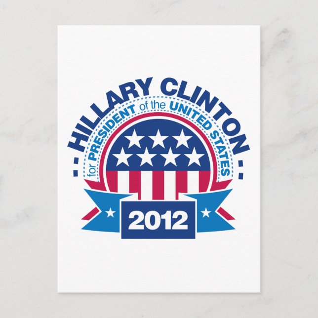Carte Postale Hillary Clinton pour le président 2012 (Devant)