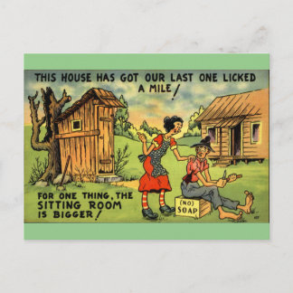 Carte Postale Hillbilly Outhouse Funny Comic vintage