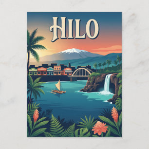 Carte Postale Hilo Hawaii Big Island Affiche de Voyage Vintage