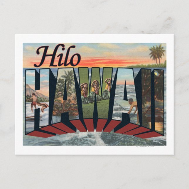 Carte Postale Hilo, HawaiiGrandes lettres ScènesHilo, HI (Devant)