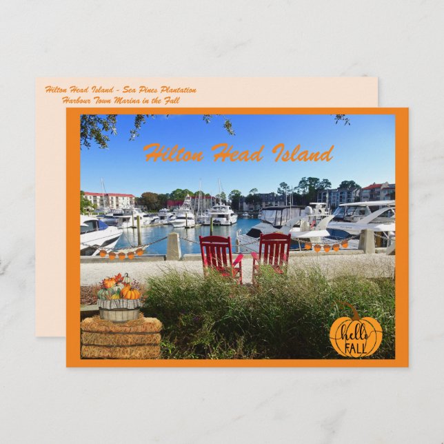 Carte Postale Hilton Head Island Harbour Town Marina Bonjour Aut (Devant / Derrière)