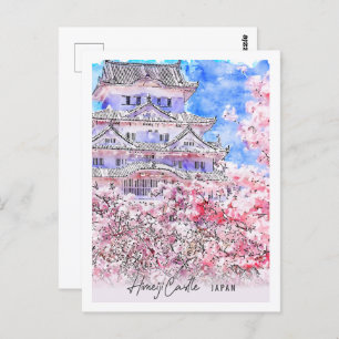 Carte Postale Himeiji Castle Japon Travel Place Aquarelle