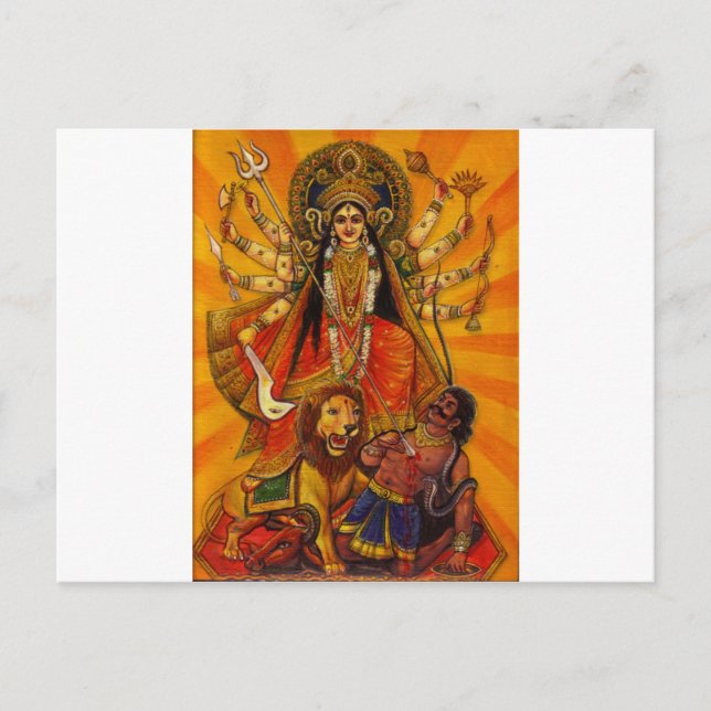 CARTE POSTALE HINDU GODDESS DURGA VICTOIRE SUR LE MAL (Devant)