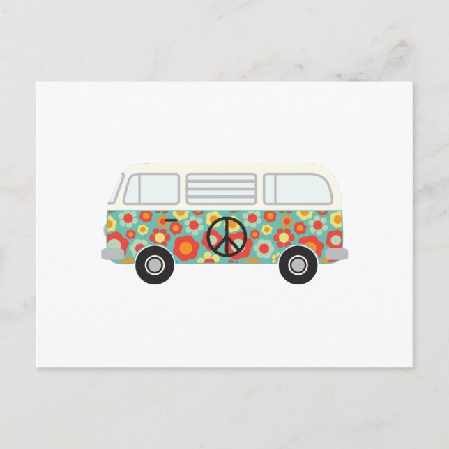 Carte Postale Hippie Bus (Devant)