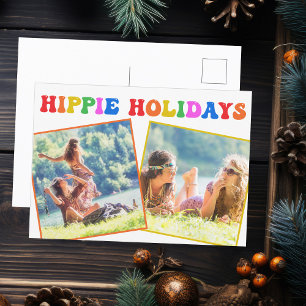 Carte Postale Hippie Holidays Photo Colorée Rainbow Retro les an