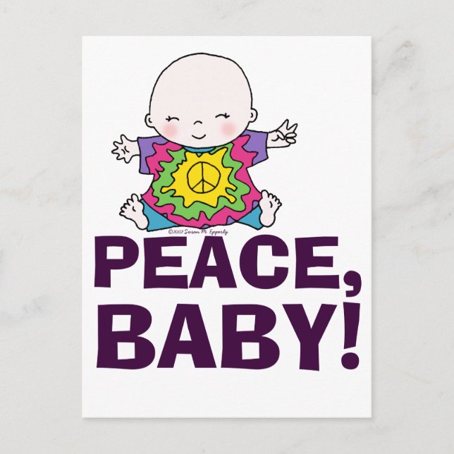 Carte Postale Hippie mignonne / Hippy Tie Dye Peace Baby (Devant)