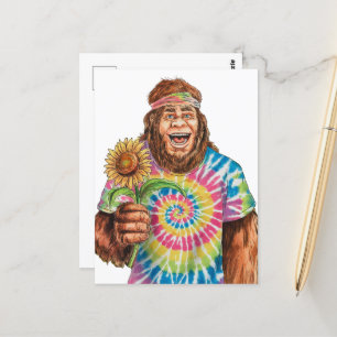 Carte Postale Hippie Sasquatch Avec Tournesol