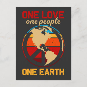 Carte Postale Hippie World Love Personnes Terre Paix