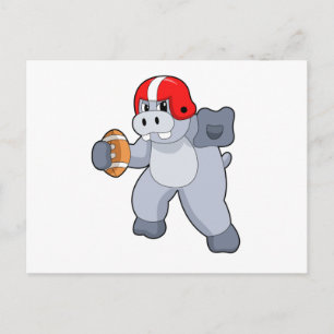 Carte Postale Hippo à Football Sports