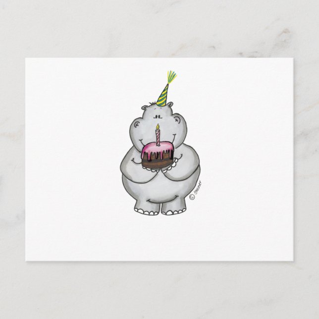 Carte Postale Hippo anniversaire - Joyeux anniversaire (Devant)