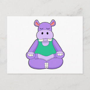 Carte Postale Hippo au Yoga en position assise