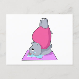 Carte Postale Hippo au yoga Fitness