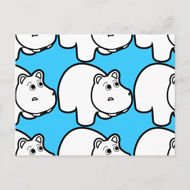 Carte Postale Hippo Cartoon mignon (Devant)
