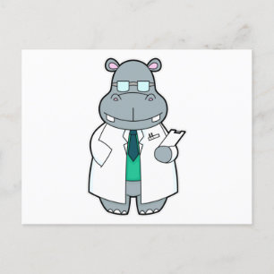 Carte Postale Hippo comme docteur avec la fumée