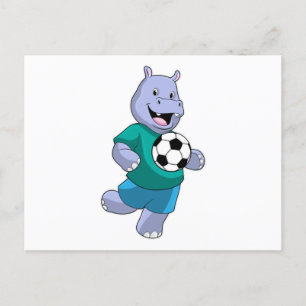 Carte Postale Hippo comme joueur de football avec Soccer