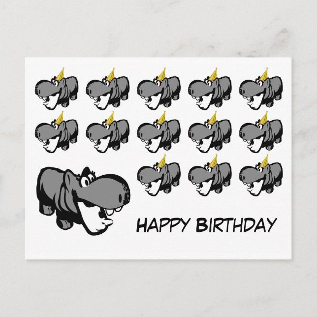 Carte postale - Hippo Joyeux anniversaire - Nilpfe (Devant)