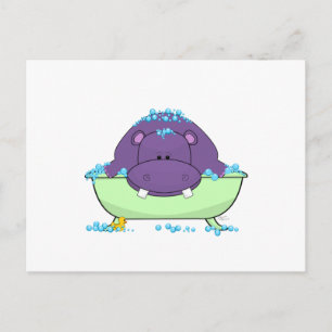 Carte Postale Hippo violet de bain