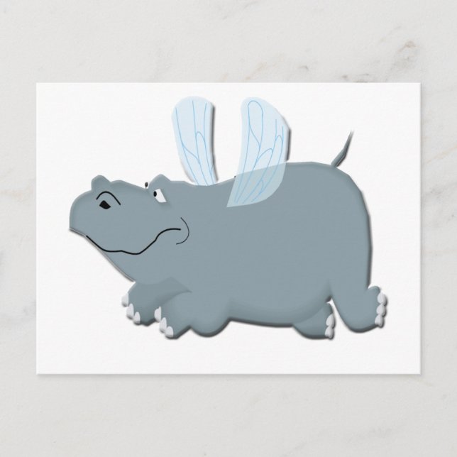 Carte Postale Hippo volant (Devant)