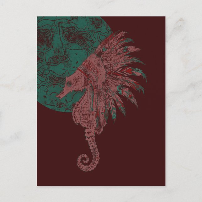 Carte Postale hippocampe au clair de lune (Devant)