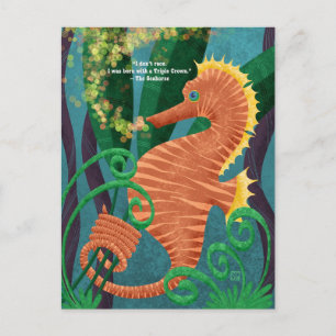 Carte postale Hippocampe de course avec une couron