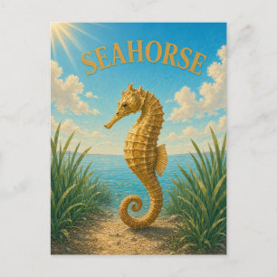 Carte Postale Hippocampe Herbiers Rivage Aquarelle GeoSaga