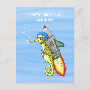 Carte Postale Hippocampe Yellow Rocket