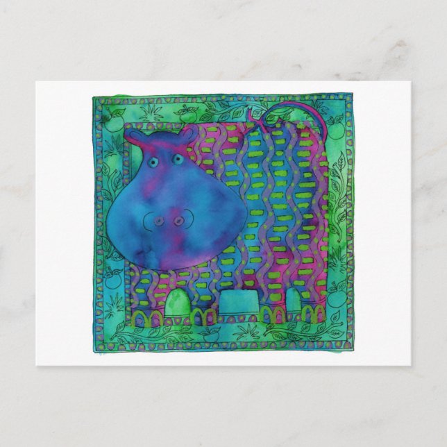 Carte Postale Hippopotame à motifs (Devant)