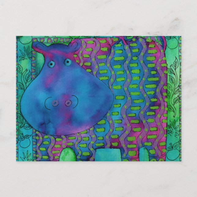 Carte Postale Hippopotame à motifs (Devant)