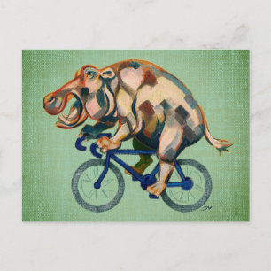 Carte Postale Hippopotame à vélo