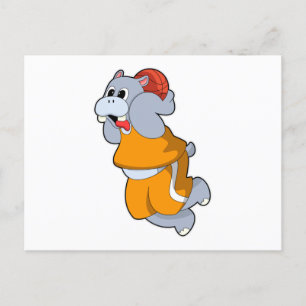 Carte Postale Hippopotame au basket-ball