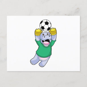 Carte Postale Hippopotame au football