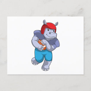 Carte Postale Hippopotame au sport de football