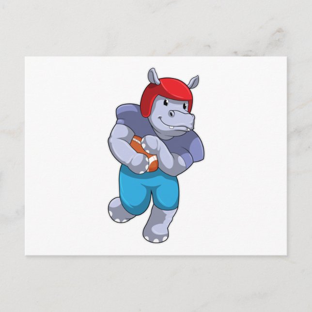 Carte Postale Hippopotame au sport de football (Devant)