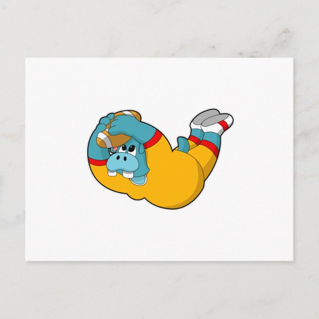 Carte Postale Hippopotame au sport de football américain (Devant)