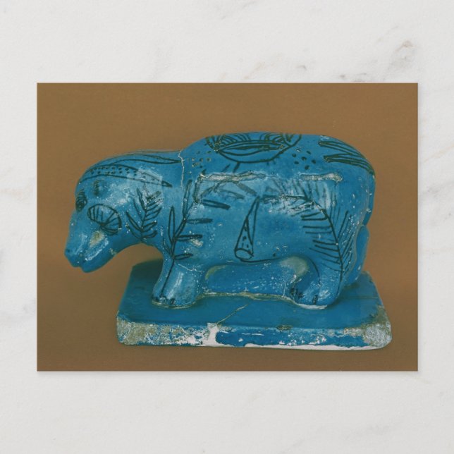 Carte Postale Hippopotame bleu avec décoration noire (Devant)