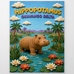 Carte Postale Hippopotame Delta de l'Okavango Moderne KlayKoo