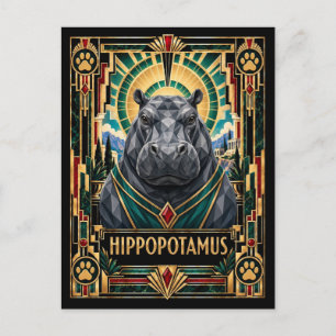 Carte Postale Hippopotame, faune Art Déco