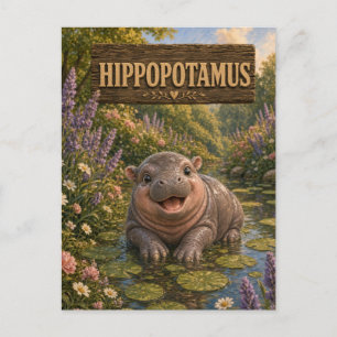 Carte Postale Hippopotame Livre pour Bébé Animaux de la Nurserie