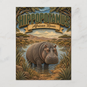 Carte Postale Hippopotame Rivière Africaine POPCUT