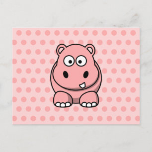 Carte Postale Hippopotame rose mignon