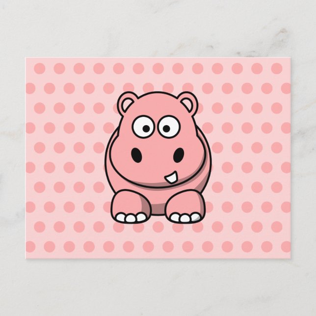 Carte Postale Hippopotame rose mignon (Devant)